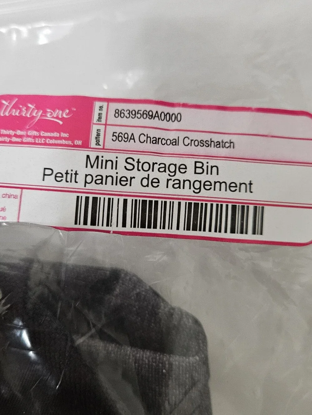 Thirty One Mini Storage Bin Heathered Charcoal Gray New in Package